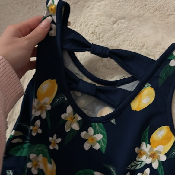 girls poof open front shorts dress with lemons and flowers - Picture 6 of 7